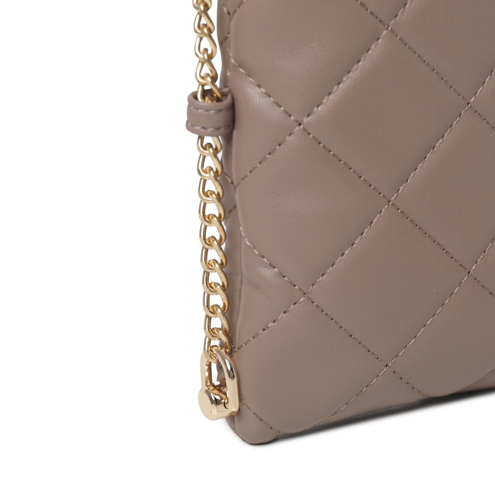 Valentino Taupe Crossbody Quilted Phone Bag with Gold Chain Strap - Like New - Picture 5 of 7